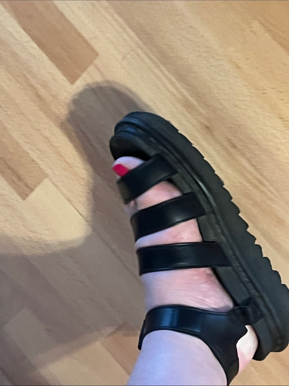 Dr. Martens Black Leather Strappy Platform Sandals w/black stitching